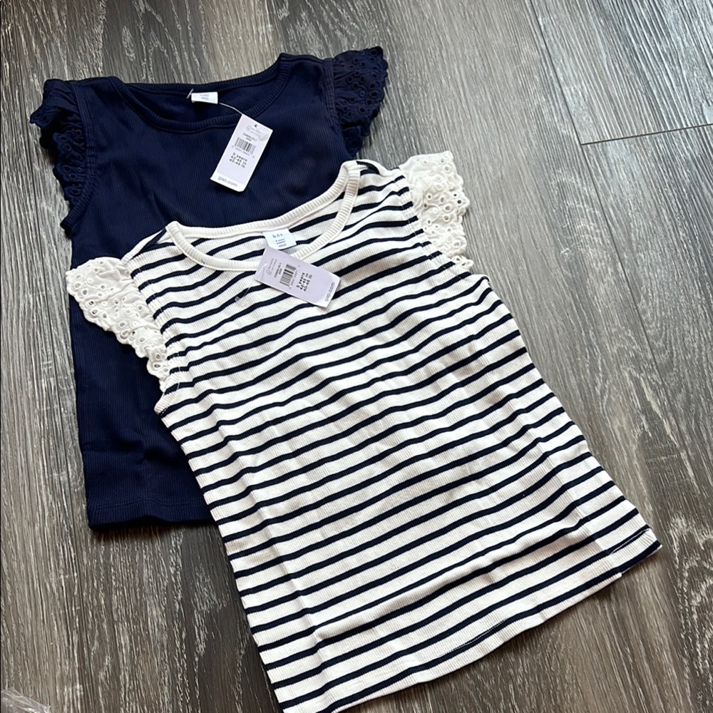 2/ Bundle GAP Kids Blue and White Tank Tops Casual Knit